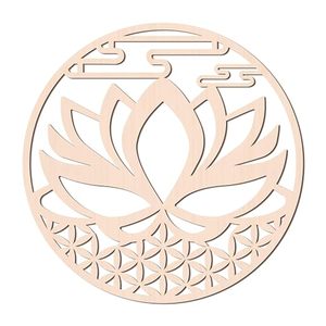 Décoration murale en bois Lotus, grille de cristal, géométrie sacrée, méditation, décoration intérieure, guérison énergétique, décoration de salle de yoga - Product Image 1