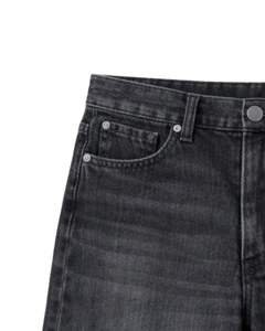 Pantalones Cortos de Mezclilla Negros Lavados Personalizados para Hombre, Pantalones Cortos de Jean Clásicos de Corte Regular, Ropa Casual de Verano con Cierre de Botones, Fabricante Personalizado - Product Image 2