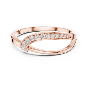 Bague croisée en or rose 18 carats avec diamants de laboratoire taille ronde pavés, moins d'un carat, luxe pour femme - Product Image 1