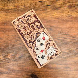 2025 fabriqués à la main élégant usiné à la main en cuir véritable hommes à deux volets portefeuille cartes et Design Floral mince argent organisateur porte-carte - Product Image 4