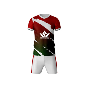 Maillot de football personnalisé pour homme, vert et blanc, manches courtes, sublimation, blocs de couleur, séchage rapide, 100% polyester, coupe classique, adulte, personnalisable - Product Image 6