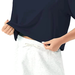 T-shirt court pour femme, style décontracté, tissu en coton doux, respirant, manches courtes, coupe ajustée, confortable pour un usage quotidien en été. - Product Image 5