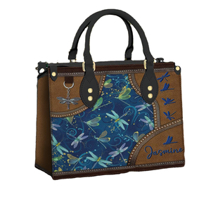 Bolso de Mano de Cuero para Mujer con Diseño de Libélulas Brillantes, Bolso Tote de PU para Dropshipping POD, Bolso de Hombro Duradero y con Personalidad para Mujer - Product Image 1