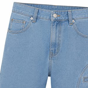 Shorts en jean baggy à rayures verticales personnalisées, style rétro vintage, coupe large, idéal pour les hommes urbains - Product Image 6