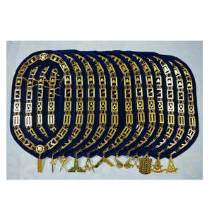 Collier de loge maçonnique bleu plaqué argent avec bijoux et support bleu, collier de regalia maçonnique - Product Image 5