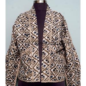 Chaqueta de Algodón 100% Hecha a Mano, Estilo Vintage, con Estampado Floral Otoñal, Ecológica, Transpirable, con Cuello en V, Mangas Largas, Estilo Bohemio para Chicas - Product Image 2