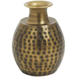 แจกันอะลูมิเนียมตีลายสีทองทำมือ สไตล์โบราณแบบเรียบง่าย ภาชนะตกแต่งดอกไม้สำหรับโต๊ะทำงานและตกแต่งภายใน - Product Image 1