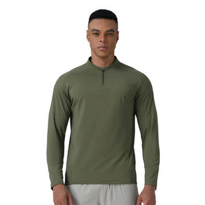 Maillot de sport pour homme, orange, manches longues, col montant, fermeture éclair, performance, évacuation de l'humidité, ajusté, toutes saisons, maillot d'échauffement - Product Image 3