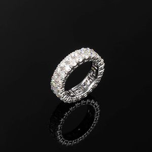 Trendy <b>Iced</b> Out VVS Moissanite King <b>Ring</b> Women's 925 Silver Eternity Band <b>Ring</b> Round Brilliant Moissanite Pave Setting Geometric - Product Image 3