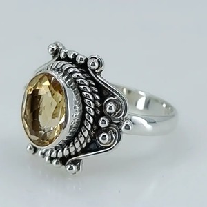 Anillo de Plata de Ley 925 con Citrino, Estilo Boho, para Mujer, Gema Amarilla Ovalada, Joyería, Piedra de Nacimiento de Noviembre - Product Image 3