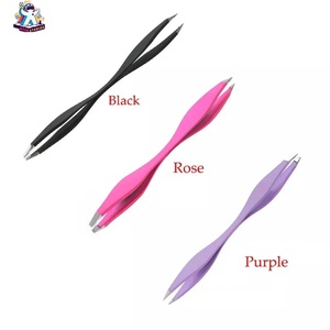 Ryzer Studio Stainless Steel Double Two Way Slanted Sharp Eyebrow Tweezers for Eyelash Extensions Smooth Tip <b>Precision</b> <b>Tool</b> - Product Image 2
