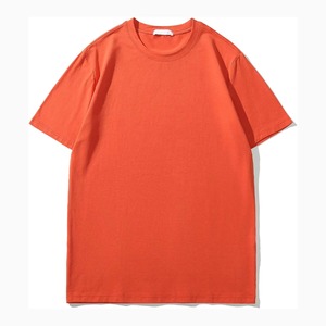 Camiseta de Jersey de Algodón Naranja para Hombre, Manga Corta, Cuello Redondo, Lisa, Casual, Corte Regular, Color Sólido, Tejido de Punto - Product Image 6