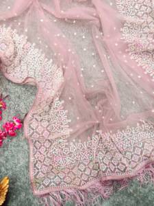 Designer Beautiful Sequence Embroidery C Pallu Work With Beautiful Tassel In Pallu Soft <b>Net</b> Saree With <b>Net</b> Blouse - Product Image 4