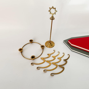 Vintage Modernist Metal <b>Christmas</b> <b>Tree</b> Shaped <b>Candle</b> Holder With Star Topper Holds Four <b>Candles</b> Holiday Decorative Centerpiece - Product Image 5