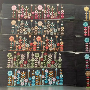 Garniture en dentelle de broderie de paillettes florales de luxe pour la conception de mode d'affaires haut de gamme pour les sacs de haute couture chaussures Textiles - Product Image 1