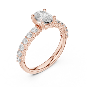 Anillo de Diamantes Solitario de Corte Ovalado en Oro Blanco de 18K de Lujo con Banda Pavé |   Joyería Fina Premium para Compromiso y Novia - Product Image 5