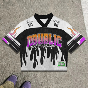 Men Streetwear Graphic Oversized Cropped Boxy Breathable Mesh Sublimation Print <b>Soccer</b> Sports Jersey Custom - Product Image 6