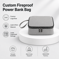 Sac de rangement ignifuge pour batterie externe, organisateur d'électronique en toile 12 oz avec poches en filet, étui de voyage portable