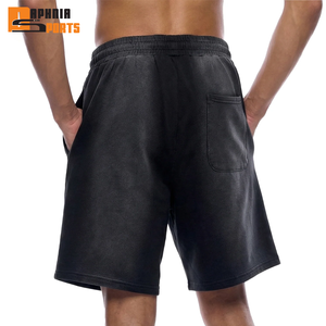 Pantalones Cortos de Algodón con Efecto Desgastado Vintage Personalizados, Impresión Serigrafiada, 100% Algodón Felpa, Color Negro Desgastado - Product Image 3