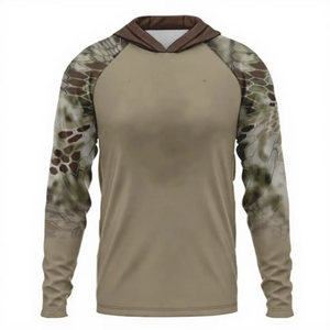 เสื้อเชิ้ตตกปลาแขนยาวลายพรางสำหรับผู้ชาย มีฮู้ด ป้องกันรังสียูวี UPF 50 สำหรับกิจกรรมกลางแจ้ง ผลิตจากผ้าโพลีเอสเตอร์ - Product Image 5