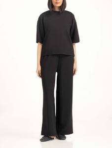 T-shirt noir surdimensionné pour femme de qualité supérieure, style simple, coupe ample unisexe, en coton, personnalisable OEM, streetwear - Product Image 3