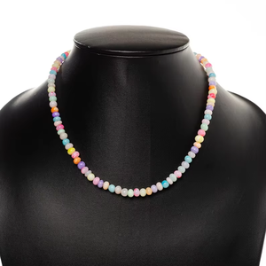 Natural Multi Color <b>Opal</b> Gemstone <b>Necklace</b> Candy <b>Opal</b> Beaded <b>Necklace</b> With 925 Sterling Silver Clasp Handmade Jewelry For Women - Product Image 1