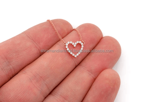 10K <b>Solid</b> <b>Gold</b> Moissanite Classic Romantic Design Custom Open Heart <b>Pendant</b> Luxury Fine Jewelry Charms Unisex Necklace Gift - Product Image 5
