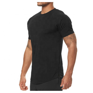Ropa de calle de alta calidad para entrenamiento en gimnasio, camiseta informal de hip hop de 95% algodón y 5% licra, corte lateral, dobladillo curvo, venta al por mayor - Product Image 1
