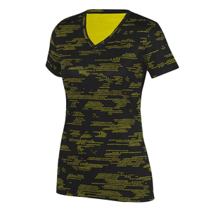 Camiseta de Manga Corta con Cuello en V para Hombre, Diseño de Camuflaje Negro, Secado Rápido, Transpirable, Estilo Urbano, Corte Ajustado, Tejido de 280 Gramos, 100% Algodón - Product Image 4