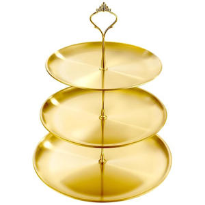 Expositor de Pasteles de Acero Inoxidable de Tres Niveles de Primera Calidad con Acabado Elegante para Dulces Navideños, Golosinas y Pasteles - Product Image 2