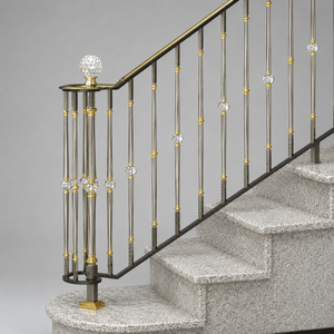 Luxury Stainless Steel Stair Railing with Gold Accents Crystal Ball Balusters for Villa Interior Staircase - Product Image 3