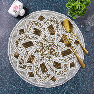 Luxury Modern Design <b>Round</b> Placemat Glass Beaded Tablemat for Dining <b>Table</b> Kitchen & Restaurant Hotel Decoration - Product Image 2