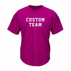 Camiseta de Béisbol Magenta Personalizada al por Mayor con Botones en la Parte Delantera y Manga Corta |   Fabricante OEM - Product Image 1
