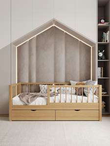 เตียงเด็กไม้แบบ Montessori พร้อมราวกั้น ปรับระดับได้ สำหรับห้องนอนเด็กเล็ก - Product Image 3
