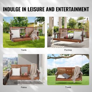 Banc balançoire en bois pour patio de 5 pieds, banc de jardin, balançoire de cour, robuste, capacité de charge de 880 lb, design amélioré - Product Image 6