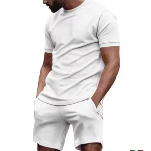 Ensemble deux pièces de haute qualité, personnalisé, unisexe, léger, à manches courtes, décontracté, coupe classique, short de plage, streetwear d'été - Product Image 6