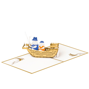 Carte pop-up 3D Bateau de pêche Père et fils Carte pop-up faite à la main 3D et enveloppe Cartes de vœux 3D pour la fête des pères Cartes 3D pop-up - Product Image 2