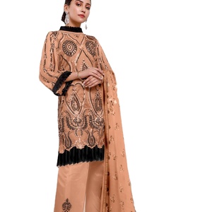 Dernier Designer Pure Faux Georgette Broderie Séquence Travail Salwar Costume par Fab Zone pour Party Wear - Product Image 1