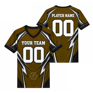 Maillot de football américain personnalisé de haute qualité, sublimé, col en V, manches courtes, en maille polyester respirante, grande taille adulte - Product Image 5