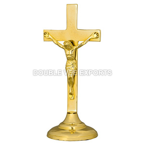 ไม้กางเขนทองคำโบราณที่สวยงาม |   ไม้กางเขนทองเหลืองทรงสง่างาม – DOUBLE VEE EXPORTS - Product Image 2