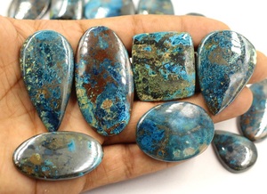 Pierre précieuse naturelle Azurite bleu-vert, taille ovale, 5-20g, cabochon non monté pour la fabrication de bijoux par TASBIYA GEMS (Arizona) - Product Image 3