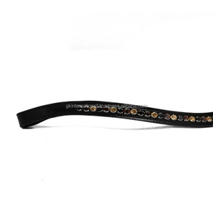 Brida de caballo de cuero negro de calidad superior, bandas para cejas ostentosas, diamantes de imitación, equipo de estilo occidental, banda para cejas de doma personalizada - Product Image 5