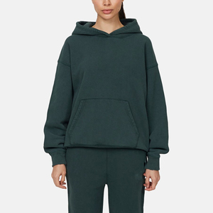Sudadera con Capucha Extra Grande para Mujer, Color Sólido, Felpa de Algodón, Manga Larga, con Bolsillo, Ropa Casual de Otoño - Product Image 4