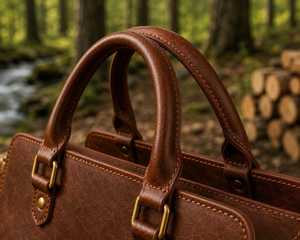 Sac de transport pour bois de chauffage en cuir véritable et bois, robuste, portable, fait main, style vintage, LWC-0014 - Product Image 5