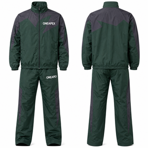 Ensemble de survêtement coupe-vent vert et noir pour homme, veste de sport légère, pantalon de jogging, tenue de sport streetwear - Product Image 3