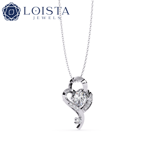 Pendentif personnalisé plaqué or 18 carats, style tendance et mignon, fantaisie, léger, pour un usage quotidien, pour femmes, diamant de laboratoire taille brillant rond - Product Image 1