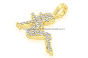 Joyería de moda: Colgantes y dijes de oro de 10K con diamantes naturales, estilo Hip Hop, personalizados con diseño 'Mudflap Girl Trucker', para collares y amuletos - Product Image 5