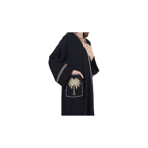 Luxury Elegant Machine Embroidered with Palm Tree Design Abaya Modest Dress Muslim Evening Gown for Women <b>Plus</b> <b>Size</b> for Wedding - Product Image 5