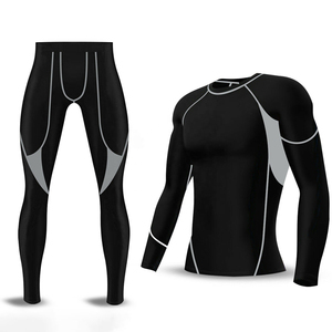 Wholesale Customized Size Quick Dry Breathable Lightweight Printed <b>Winter</b> Fitness Compression Sets Unisex Solid Pattern 2 Piece - Product Image 1
