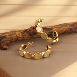 Fashion New C Shape Pearl Hoop Earrings 18k Gold Plated Minimalist <b>Stud</b> Earrings - Product Image 3